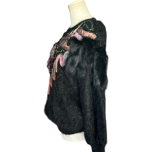 Vintage Mohair Blend Artwear Fuzzy Holiday Sweater Size *Large - Picture 6 of 11